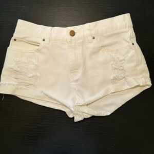Billabong Womens Mom Shorts High Rise Distessed Cuffed Hem White Size 25